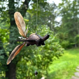 Candlestock Handmade Wooden Animal Hanging Wind Spinners - Turtle