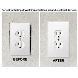 OVERSIZED Metal Outlet Cover, 1 Gang OVERSIZE Electrical Outlet Cover Plate, Socket Cover for Outlets, Outlet Wall Plate, One Gang White Wall Plug Cover - Made in USA, UL Listed, 5.5 x 3.5 Inches