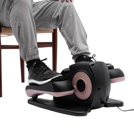 Under Desk Elliptical Machine W/Remote Control & LCD Screen, Portable Trainer for Home Office, Adjustable in 5 Speeds and 3 Modes, 55.12 Lbs Load-Bearing Capacity, for Seniors & Young People (Pink)