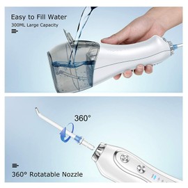Mueasy Cordless Water Flosser Dental Oral Irrigator Travel Teeth Cleaner Floss Pick