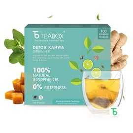 Teabox Detox Kahwa Green Tea Bags 100 pcs | For Natural Body Cleanse & Cold Relief | Made with 100% Indian Herbs & Spices