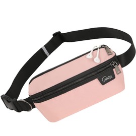 RFID Fanny Pack for Women Men - Fashionable Leather Belt Bag with Multiple Zipper Pockets, Adjustable Strap, Card/Keychain Holders, Crossbody Wasit Bag Perfect for Travel Workout Running Hiking,Pink