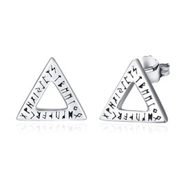 Viking Stud Earrings 925 Sterling Silver Viking Odin Celtic Knot Nordic Punk Earring, Sterling Silver
