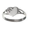 WOMENS White/Clear Cubic Zirconia (CZ) Set Heart Signet Ring With