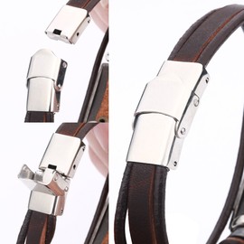 Hamoery Punk Beaded Alloy Multilayer Braided Rope Constellation Leather Cuff Bracelet Bangle Wristband(Gemini)