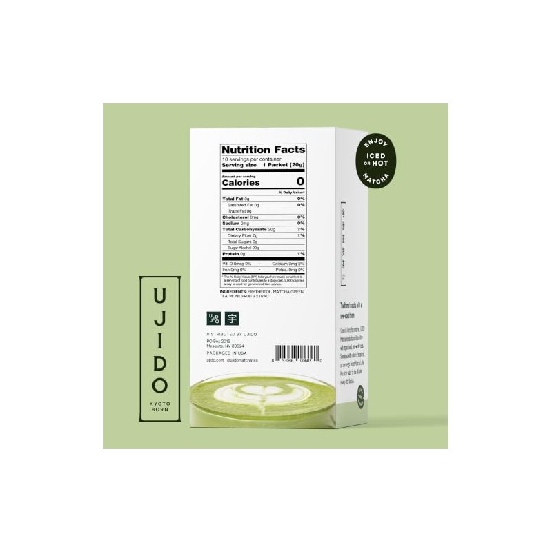Ujido Matcha Green Tea Powder Sweetened with Monk Fruit