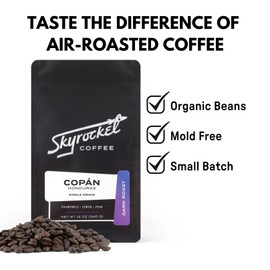 Skyrocket Coffee -Honduras, Copan Region, Dark Roast, Air-Roasted, Organic, Mold Free, Whole Bean, Premium, Gourmet Coffee. (12oz)