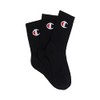 Champion Kids C Logo Crew Socks (3 Pack), Black, Medium