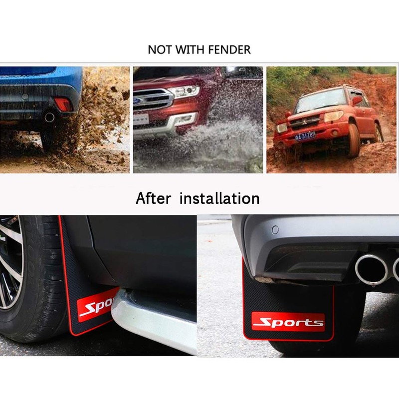 4 Pcs Black Sports Car Mud Flaps Front and Rear