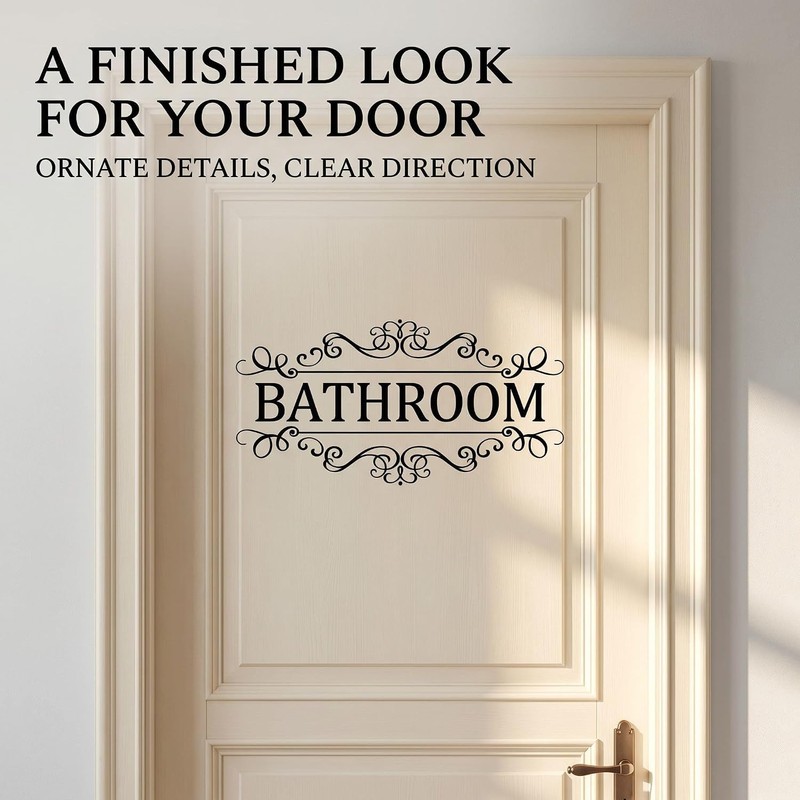 Bathroom Door Wall Sticker, Removable English Letter Signs, Decorative Decal
