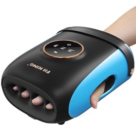 FIT KING Cordless Hand Massager with Compression & Heating, Fingers Wrap Massage for Arthritis Pain and Carpal Tunnel, Large Space for Both Men and Women (Blue)