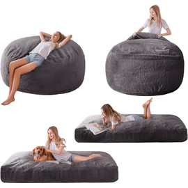 MAXYOYO Giant Bean Bag Chair Bed for Adults, Includes Two Beds, Convertible Beanbag Folds from Lazy Chair to Floor Mattress Bed, Big Sofa Bed, High-Density Foam Filling, Machine Washable