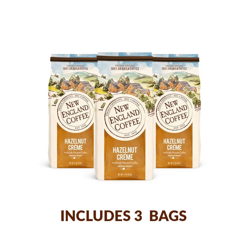 New England Coffee Hazelnut Crème Medium Roast Ground Coffee, 11oz