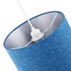 Contemporary and Sleek Navy Midnight Blue Linen Fabric Drum Lamp