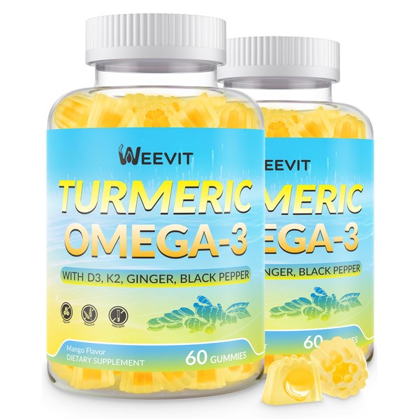Sugar Free Turmeric Gummies with Omega 3, Turmeric Curcumin Supplement