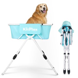 Elevated Portable Dog Bathtub, 5 Height Adjustable Dog Washing Station for Pet Shower and Grooming Foldable Bathing Tub with Storage & Anti-Slip Design for Small to Large Dogs Cats, Indoor and Outdoor