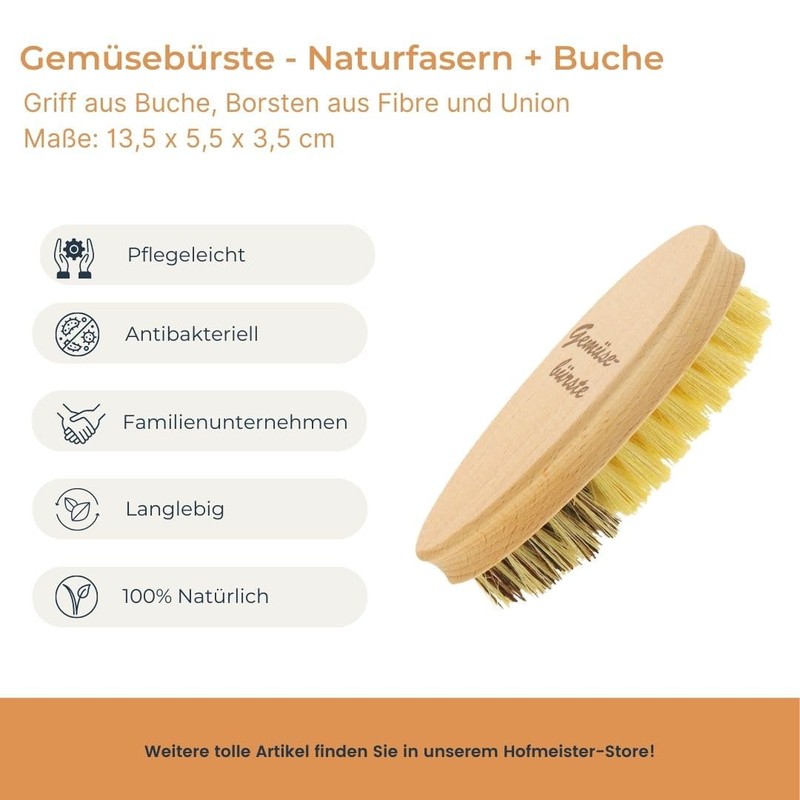 Vegetable brush, brush made of wood and Fibre
