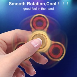 Vofolen Fidget Spinner Fidget Toy Stainless Steel Metal Bearing High Speed 3-6 Min Spins Hand Spinner Fidget Toys EDC ADHD Anxiety Stress Relief Tri Finger Fidget Spinners Sensory Toy Kids Adults-Gold