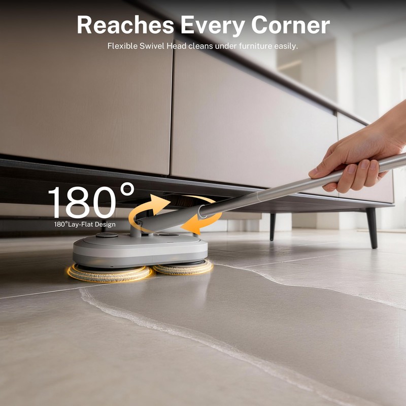 220 RPM Cordless Electric Spin Mop - Lightweight Powerful Cleaner