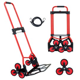 SOUTHHELP Stair Climbing Hand Truck Dolly 330 LB Capacity,Stair Climber Hand Truck Foldable with Scalable Handle,Stair Climbing Dolly Cart for Stairs,Moving,Shopping(Red)
