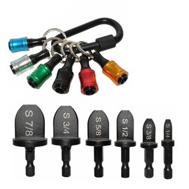 6 Pieces HVAC Plunge Tool Set, Drill Bit with Keychain and Carabiner, Air Conditioning Copper Pipe Expander Expander