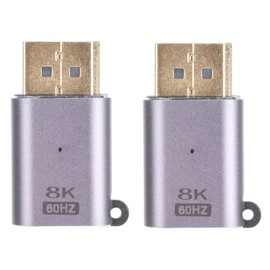 2Pcs 8K DisplayPort to Mini DisplayPort Adapter 2 Way DP Male to Mini DP Female Adapter