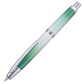 Jinhao 10 Press Fountain Pen with Box, Gradient Grass Green Retractable Fine Nib with Ink Converter Set (Silver Clip)
