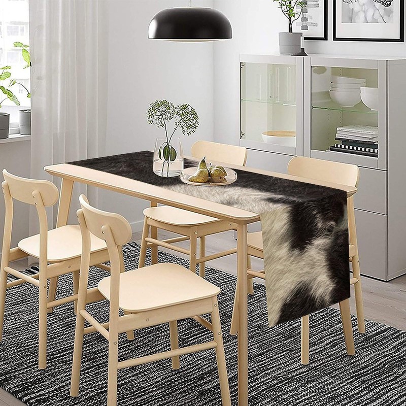 FengMingRui Cowhide Table Runner Black and White Milk Cow Western
