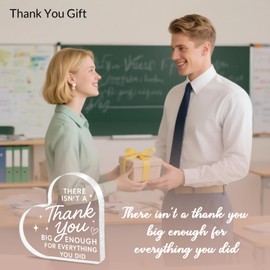 Thank You Gift for Women Men, Appreciation Gifts - Acrylic Heart Plaque 3.9 × 3.9 × 0.4inch, Thank You Gifts for Boss, Coworker, Principal, Teacher, Nurse, Volunteer, Mentor, Thanksgiving Gifts