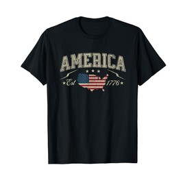 Patriotic American Flag USA Est 1776 4th of July America T-Shirt