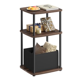 SONGMICS HOME SONGMICS HOME Side Table, 3-Tier Nightstand with Storage, End Table with Fabric Basket, for Bedroom, Living Room, Steel Frame, Superfast Toolless Assembly, Modern, Ebony Walnut ULET286K01
