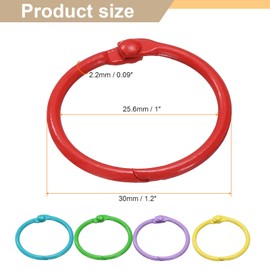 sourcing map 50pcs Binder Rings 1 Inch Loose Leaf Binder Ring Metal Book Rings Colorful Loose Leaf Rings for Index Cards Keychain Key Notebook Rings for Home Office