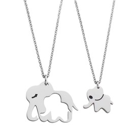 Meibai Mother Daughter Matching Gifts Idea Necklace Mom Daughter Necklace Set Gift for Mother and Daughter Mommy and Me Jewelry (Mama Elephant & 1 cub)