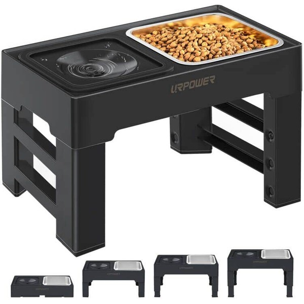 URPOWER 2-in-1 Elevated Dog Bowls 4 Height Adjustable Raised Dog