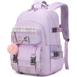 Hey Yoo Cute School Backpack for Girls Backpack for School Bag Bookbag Set with Lunch Box Teen Girl Backpacks for Girls Teens (Purple)