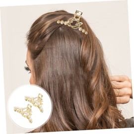 Healeved 2pcs Geometric Pearl Hair Clasp with Rhinestone Styling Hair Clamps for Party Wedding Daily Use