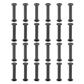 PATIKIL 24 Sets Chicago Screws, 30mm l Chicago Screws Phillips Binding Post Screw Bolts Leather Rivets Fasteners Connectors for Leather Belt Scrapbook Photo Albums, Black