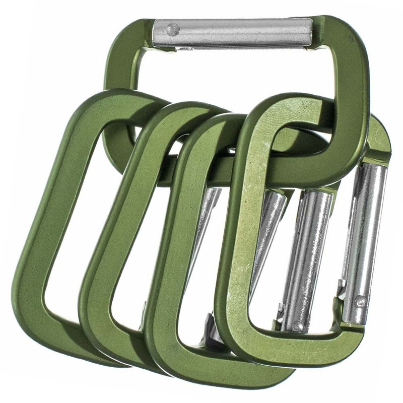 Paracord Planet Rectangle Carabiner, Olive Drab, 20 Pack - Aluminum