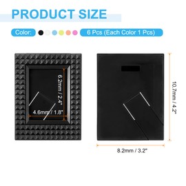 sourcing map 2 x 3 Picture Frame, 6 Pcs Mini Plastic Photo Frame Rustic Retro Photo Frame for Desktop Display Photos Paintings Landscape Posters Artwork, White/Black/Blue/Orange/Yellow/Pink