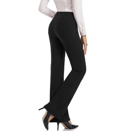 SEVEGO Women's Bootcut Yoga Dress Pants High Waist Stretch Work Pants with Pockets, 33" Black, M