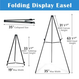 Falling in Art 66" Aluminum Display Easel, Presentation Stand with Adjustable Height for Signs, Posters, and Whiteboards, Black 2 Pack