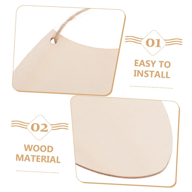 DOITOOL 10Pcs Wooden Shield Cutouts with Jute Twine Unfinished Blank