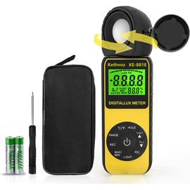 Digital Luxmeter Light Meter, Kethvoz LED Exposure Meter, Photography Light Meter, 300,000 Lux Light Measurement, Photometer with 270º Rotating Head for Photography, Plants KE-881E