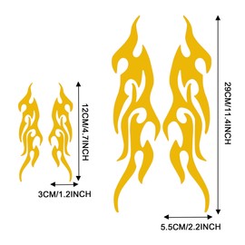 TOMALL Pack of 4 12 cm + 29 cm Flame Reflective Stickers for Car Racing Sports Stripes Sticker for Golf Cart Vinyl Waterproof DIY for Body Truck SUV Off-Road Vehicle Skateboard (Yellow)