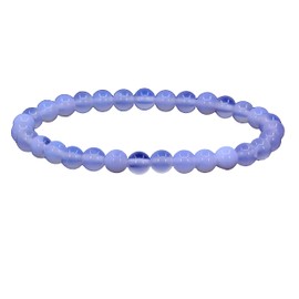 Keleny Natural White Agate 6mm Round Beads Gemstones Crystal Stretch Bracelet 7 Inch Unisex