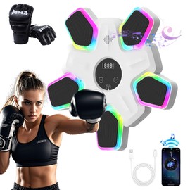 UTFFEDY Music Boxing Machine, New Upgrade Intelligent Musical Punching Workout Equipment Trainer with 7 LED Color, Boxing Gloves, Smart Bluetooth, Agile Digital System and Wall-Mounted Boxing Targets