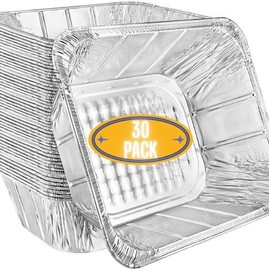 10.33 X 12.66 in Aluminum Pans - Aluminum Pans Without LIDS - Disposable FOIL DRIP Pans - DRIP Pans for Outdoor Grill – BBQ Grill Grease Tray - Aluminum FOIL Grill Accessories – 30 Pack -