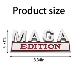 AICEL MAGA Edition Car Emblem, 3D Fender Metal Badge Decal Replacement, Strong Adhesive Tailgate Trunk Sticker, Letter Logo Auto Hood Decor Nameplate, Car Accessories for Truck, SUV, RV