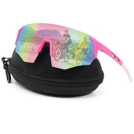 Sunshinestar Quick Glasses Pink Cycling Glasses Men Women Sunglasses UV400 Protection Windproof Anti-Fog for Sports Glasses Cycling MTB Road Bike Ski Running Fishing Golf Rave, Outdoor Activities