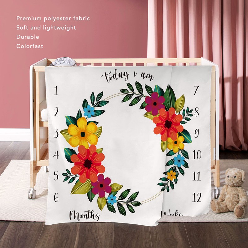 Baby Monthly Milestone Blanket Innovative Decorative Garland Pattern Newborn Photography